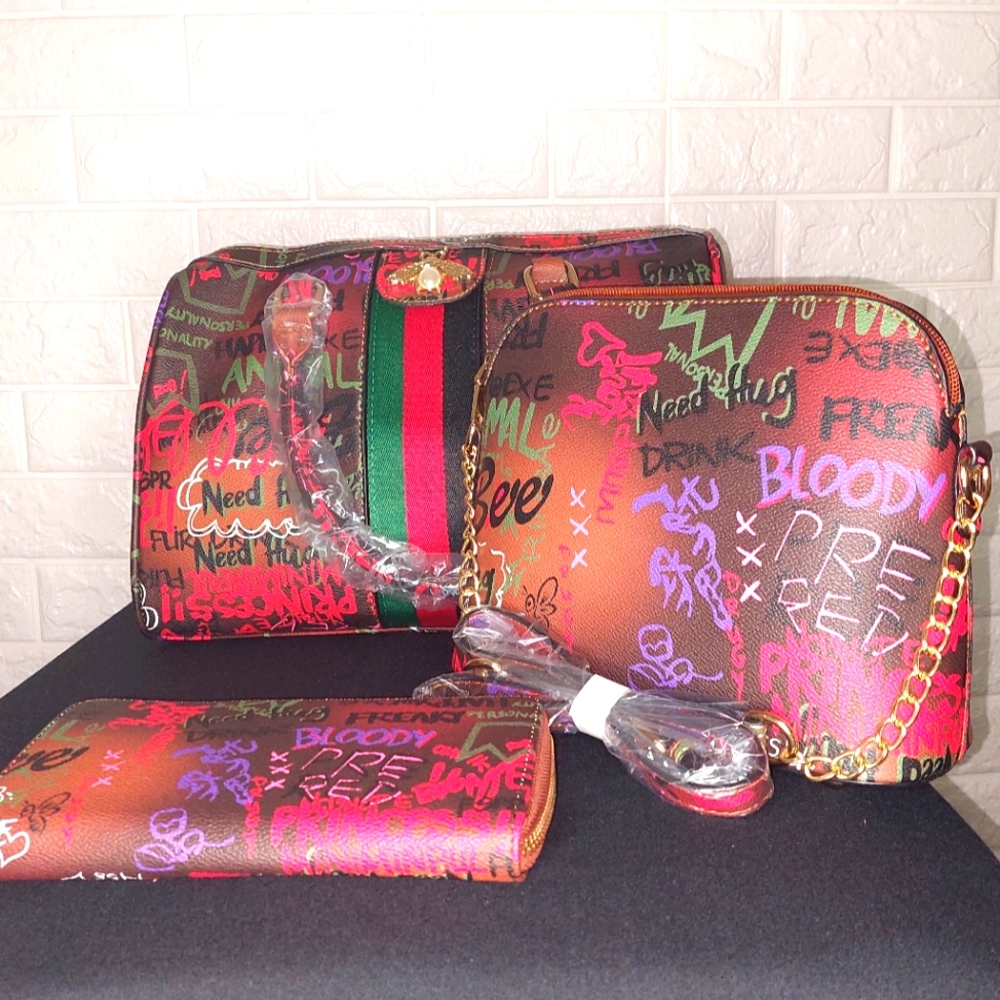 3 Piece Graffiti Bag Set